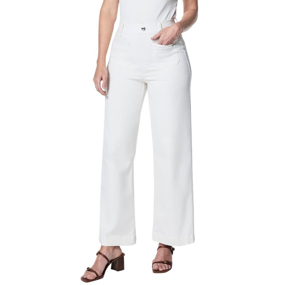 SPANX Cropped Wide Leg Jeans with Patch Pockets, White, NWT, Size Medium TALL